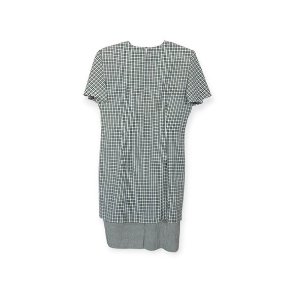 Vintage Green Plaid Short Sleeve Button-Down Midi Dress By Kathie Lee SZ 8 - Picture 2 of 8